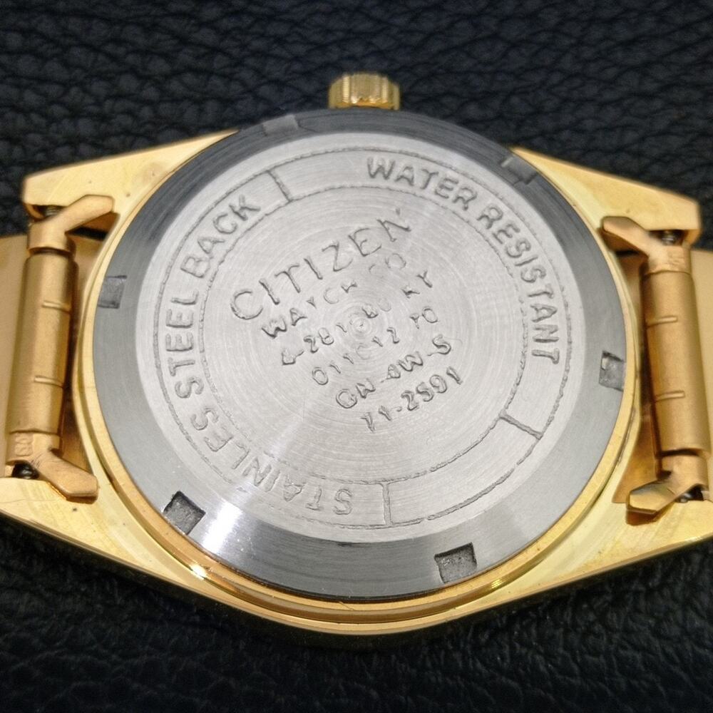Vintage 1983 Citizen Automatic Mens Gold Watch W/daydate & Green accents - Picture 8 of 10